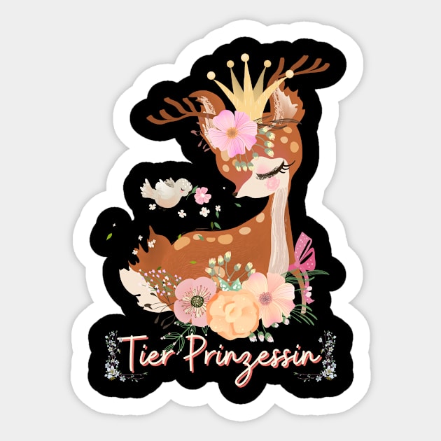 Reh Tier Prinzessin Blumen Süß Sticker by Maggini Art